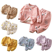 Conjunto de pijama de lã unissex infantil roupa de dormir terno masculino veludo gola redonda comprar usado  Enviando para Brazil