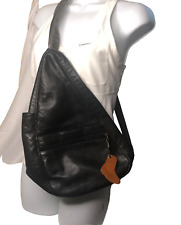 L.L. Bean Ameribag Healthy Back Sling Bag Black Leather Backpack One Strap Adj for sale  Shipping to South Africa