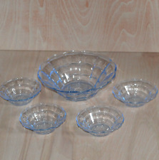 Blue Glass Dessert Set Glass Bowl and 4 Dishes Ideal for Fruit Salad Mousses for sale  Shipping to South Africa