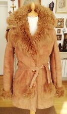 Manteau Hiver peau lainée (cuir et fourrure) marron clair, année 70 d'occasion  Quimper