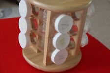 Rotating Revolving Wooden Spice Rack with 12 plastic jars can take glass jars for sale  STOKE-ON-TRENT