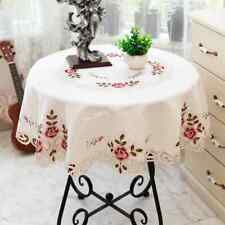 Tablecloth Round Table Cloth Embroidered Flower Dining Table Covers Dustproof for sale  Shipping to South Africa
