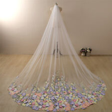 Used, Fashion Bridal Veil Colorful Flower Embroidery  Custom Wedding Veil for sale  Shipping to South Africa