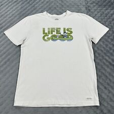 Life is Good Shirt Mens Medium White Cotton Short Sleeve Fishing Canoe Outdoor * for sale  Shipping to South Africa