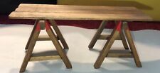 Dollhouse Miniature Artisan Wooden Saw Horses And Work Table Surface Bench, used for sale  Shipping to South Africa