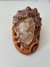 Vintage Italian Hand Carved Victorian Woman Cameo Conch Shell  for sale  Shipping to South Africa
