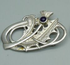 Scottish Hallmarked Silver & Amethyst Thistle Brooch Shetland Silvercraft for sale  Shipping to South Africa