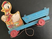 Vintage lata 1950 KACZKA DONALD Quacking PULL TOY Fisher Price 500 Walt Disney Prod. na sprzedaż  Wysyłka do Poland