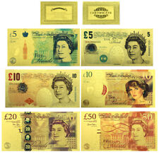Billetes de 6 piezas colección artesanales de papel de aluminio de oro británico Elizabeth II 5/10/20/50 libras segunda mano  Embacar hacia Argentina