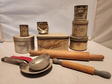 Old 1920s Childs Tin Miniature Canister Baking Set - 11 Pc, used for sale  Shipping to South Africa