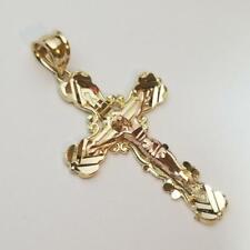 Usado, Pingente crucifixo cruz Jesus corte diamante religião ouro real sólido 14K 2 tons comprar usado  Enviando para Brazil