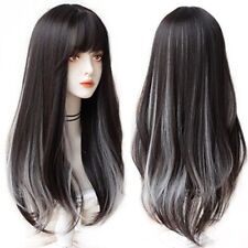 Franja de cabelo longo liso feminino peruca sintética gradiente cinza sintético cosplay comprar usado  Enviando para Brazil