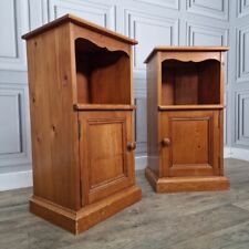 Used, Vintage Pair Of Solid Pine Bedside End Tables Night Stands Tall Cabinets Retro for sale  Shipping to South Africa