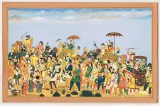 Hand Painted Sikh Miniature Painting Royal Procession Art Of Maharaja Sher Singh for sale  Shipping to Canada