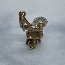 Small 9ct Yellow Gold Crystal Spinning wheel Charm Weight 0.6 grams 14mm tall, used for sale  Shipping to Ireland