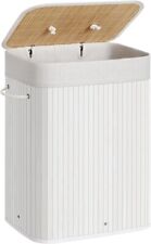 SONGMICS Bamboo Laundry Basket, 72L Foldable Laundry Hamper, Rectangular Storage, used for sale  Shipping to South Africa