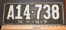 Nueva York NUEVA YORK Antiguo Vintage 1917 sola placa A14-738, usado segunda mano  Embacar hacia Spain