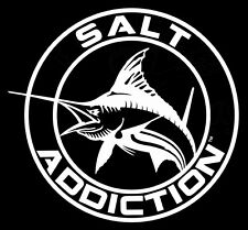 Salt Addiction Decal,Marlin fishing sticker,deep sea fishing,rod,reel,life for sale  Shipping to South Africa