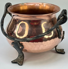 VINTAGE FRENCH TRADITIONAL 3 LEG HAMMERED COPPER CAULDRON PLANTER POT, used for sale  Shipping to South Africa