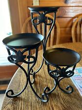Longaberger Wrought Iron Maple Leaf Pillar Candle Holders - Set of 3 - 11" 8” 6” for sale  Shipping to South Africa