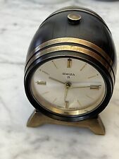 Reloj despertador vintage Swiza 8 días barril de vino, latón liso, suizo segunda mano  Embacar hacia Argentina