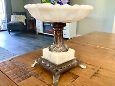 VINTAGE ITALIAN MILK GLASS MARBLE BASE PEDESTAL DISH BOWL ASH  6" TALL 3.5"x3.5" for sale  Shipping to South Africa