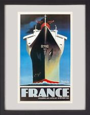 Poster retro "Paquebot France"  (REPRODUCTION), usado segunda mano  Embacar hacia Argentina
