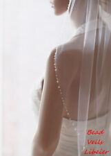 Fingertip Length One Layer White Ivory Champagen Wedding Bridal Veils Beaded for sale  Shipping to South Africa