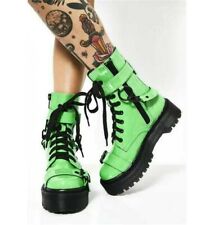Botas femininas de PVC plataforma gótica joelho alto punk cosplay verde neon salto cunha sapatos comprar usado  Enviando para Brazil