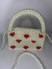 Usado, Bolsa de acrílico com miçangas coração branco feita à mão feminina bolsa de mão comprar usado  Enviando para Brazil