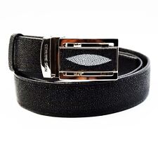 Used, New Black Real Stingray Leather Skin Metal Auto Buckle Belt 1.5 x 45 inch. for sale  Shipping to South Africa