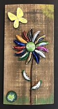 Multicolor Bottle Cap Beer Cap Art Flower on Wood Butterfly Turtle Handmade for sale  Shipping to South Africa