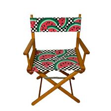 Folding Directors Wood Folding Chair Watermelon Gingham Canvas Adult for sale  Shipping to South Africa