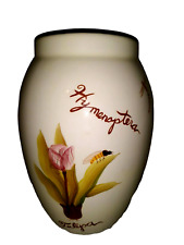 Flowers Inc Hand Painted  Odonata Vase Dragonflies Tulips Bee  Grasshopper 7", used for sale  Shipping to South Africa