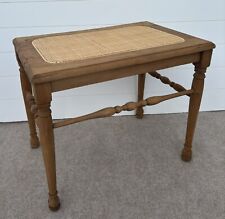 Vintage Farmhouse Wood Bench Stool Cane Rustic Cottage Piano Vanity Light Wood for sale  Shipping to South Africa