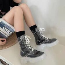 Women's Transparent Thick Sole Waterproof Ankle Boots Transparent Rain Boots , käytetty myynnissä  Leverans till Finland