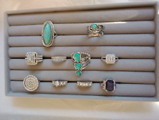 Lote de 10 anéis de joias fantasias Silvertone com display comprar usado  Enviando para Brazil