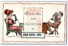 Cartão postal 1915 Call Me Oft Call Me Yours telefone casal cedro corredeiras Iowa IA comprar usado  Enviando para Brazil