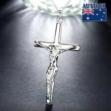 Colar pingente crucifixo cruz Jesus folheado a prata esterlina 925 masculino feminino comprar usado  Enviando para Brazil