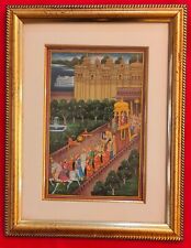  Hand Painted Maharajah Procession Miniature Painting India Artwork Framed Paper for sale  Shipping to Canada