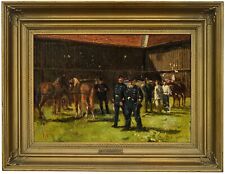 Gustav Vilhelm BLOM (1853-1942) scena z żołnierzami i końmi, obraz olejny na sprzedaż  PL