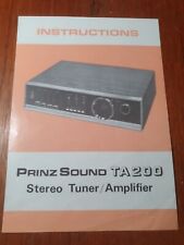 Prinzsound ta200 instructions for sale  DUNDEE