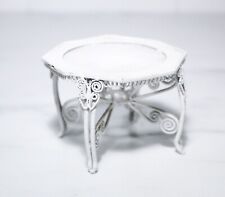 Mesa de patio de jardín al aire libre para casa de muñecas artesanal en miniatura con alambre blanco de colección 1:12 segunda mano  Embacar hacia Argentina