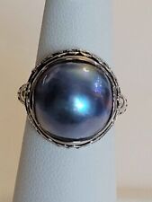 Hermoso anillo azul oscuro Mabe perla y plata esterlina talla 5,5 segunda mano  Embacar hacia Mexico