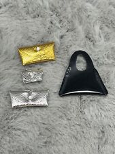 Barbie Doll Gold & Silver Dipple Clutch Handbag Black Patent Faux Leather Lot for sale  Shipping to South Africa