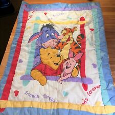 Vintage Winnie the Pooh Friends Forever Eeyore Tigger Baby Blanket Quilt Crib for sale  Shipping to South Africa