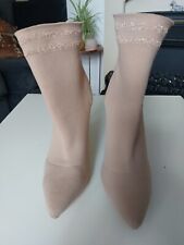 Womans nude heeled Carli Bybel X Missguided calf boots size 7, used for sale  Shipping to South Africa