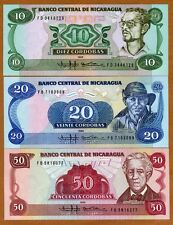 Used, SET Nicaragua, 10;20;50 Cordobas, 1985 (1988), P-151-152-153, UNC for sale  Shipping to South Africa