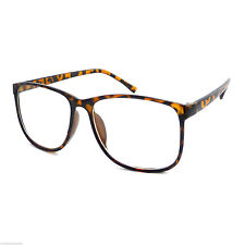 Gafas de gran tamaño unisex grandes marco nerdy geek de moda lentes transparentes tortuga segunda mano  Embacar hacia Argentina