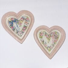 Vintage 80s Homco Barbara Mock Floral Heart Coquette Wall Hanging Set of 2 for sale  Shipping to South Africa